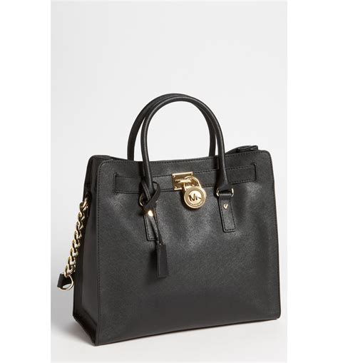 michael kors hamilton center stripe studded large leather tote|Michael Kors saffiano leather tote.